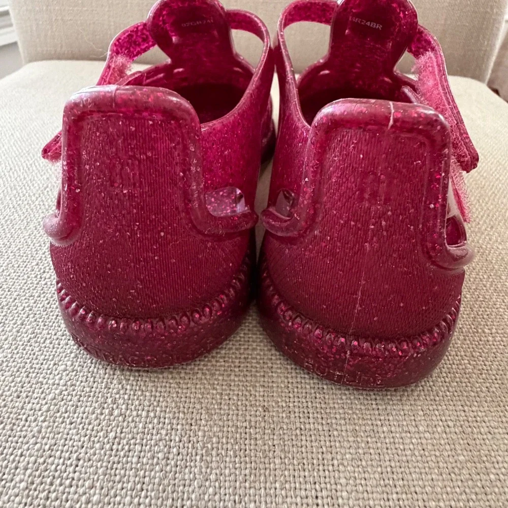 Mini Melissa Hip Daydream Fuchsia Pink Glitter Jelly Fisherman Sandals Size 11